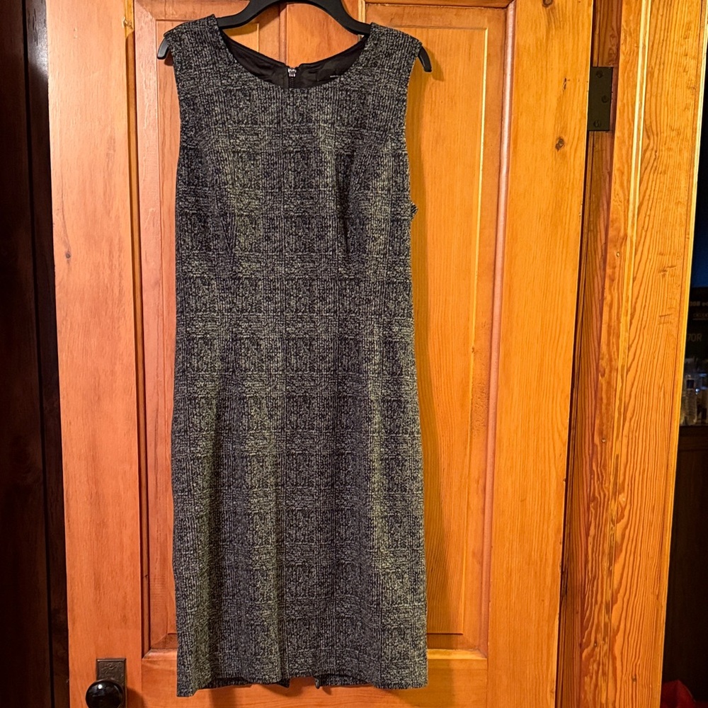 White House Black Market Black and Gray Midi Dress
